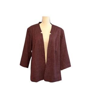 Kenzie maroon collarless plaid blazer Size 2X